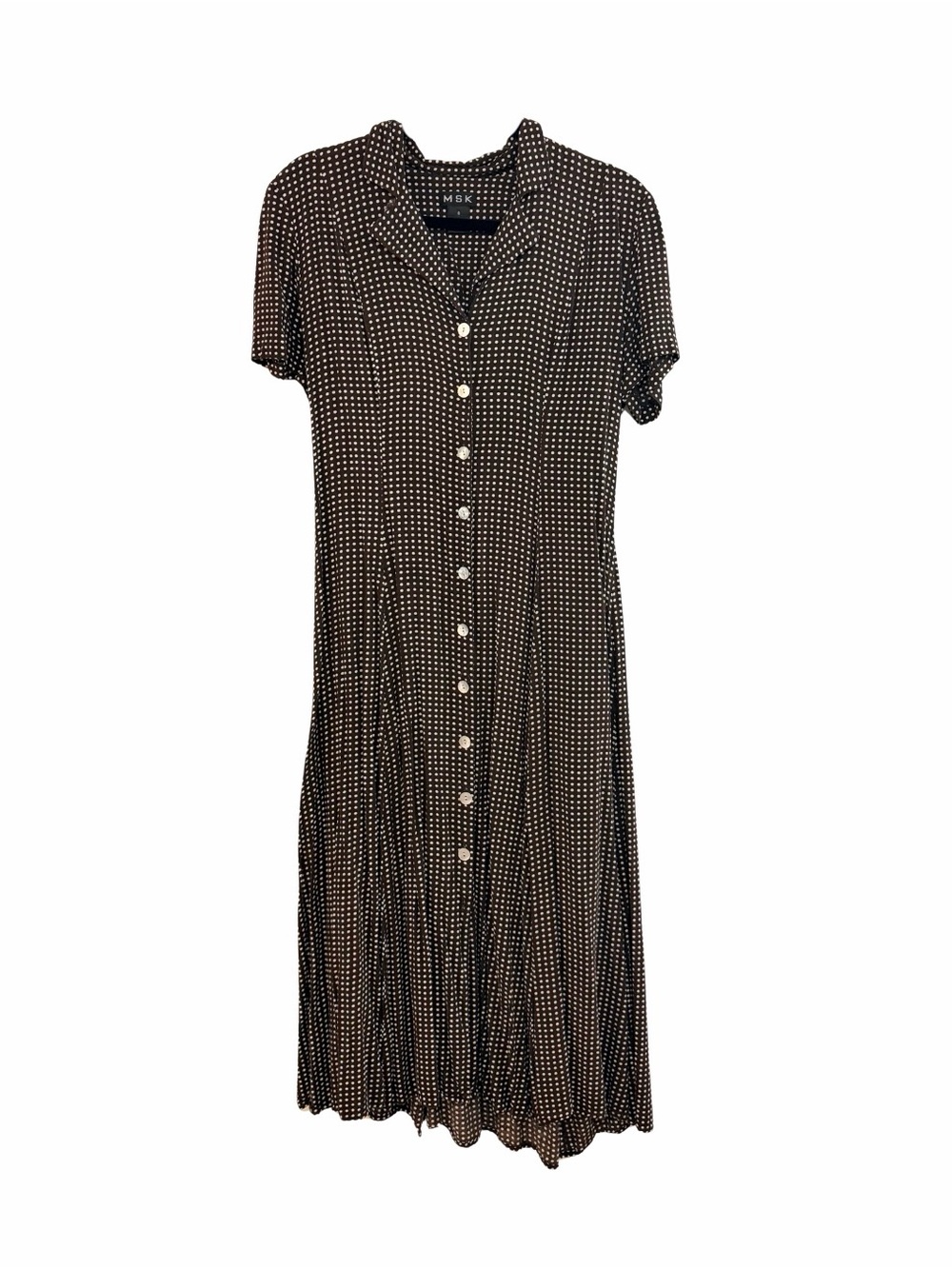 vintage MSK brown polka dot buttoned short sleeve dress